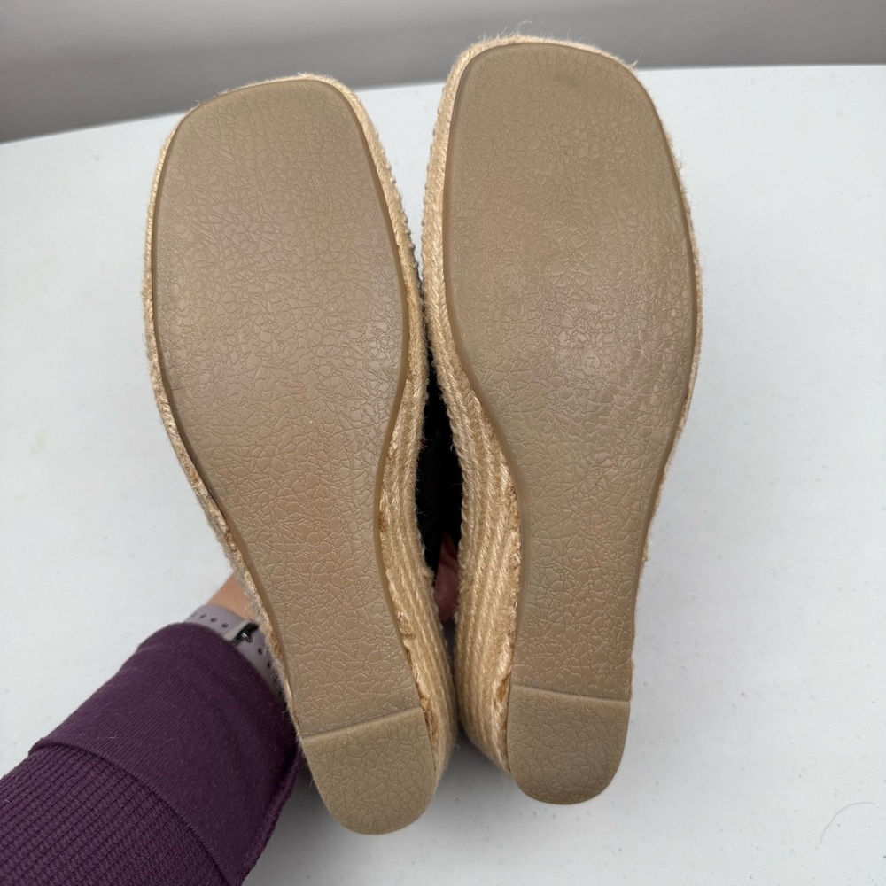 NIB SoftWalk Sz 9N Women's Hastings Jute Platform Wedge Sandal Suede Black - Picture 5 of 10